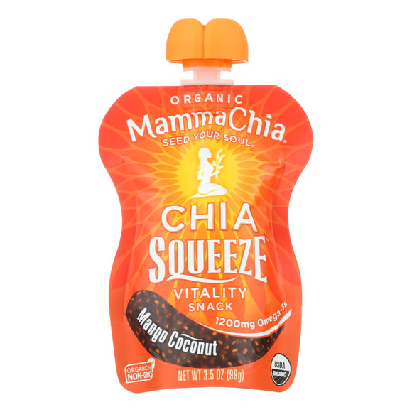 Mamma Chia Squeeze Vitality Snack - Mango Coconut - Case Of 16 - 3.5 Oz.