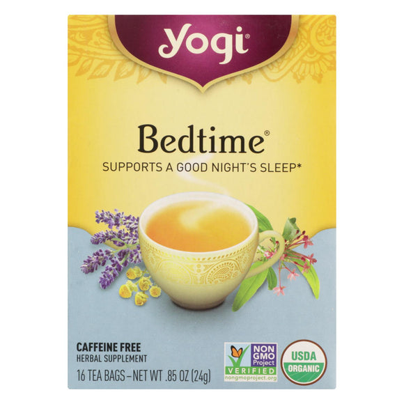 Yogi Bedtime Herbal Tea Caffeine Free Chamomile - 16 Tea Bags - Case Of 6