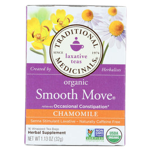 Traditional Medicinals Organic Smooth Move Chamomile Herbal Tea - 16 Tea Bags - Case Of 6