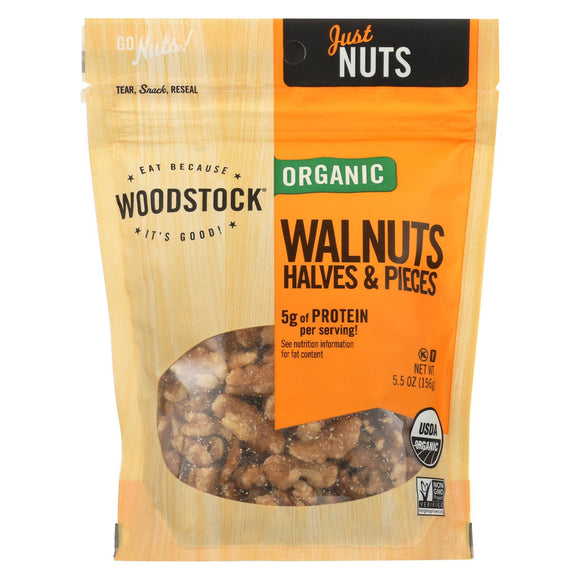 Woodstock Organic Walnuts Halves And Pieces - Case Of 8 - 5.5 Oz