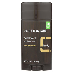 Every Man Jack Body Deodorant - Sandalwood - Aluminum Free - 3 Oz