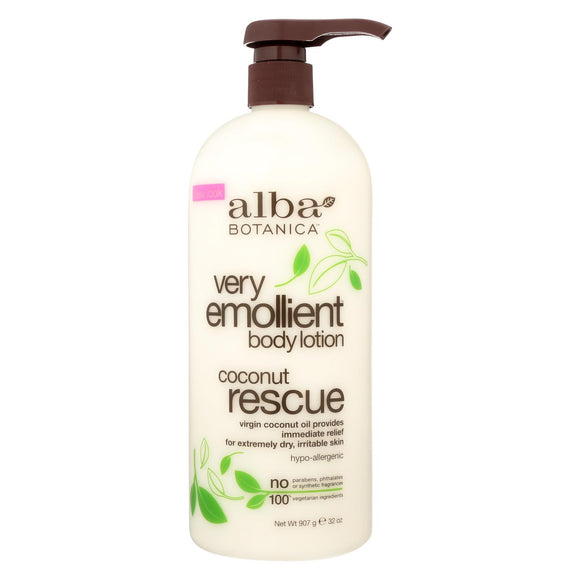 Alba Botanica - Body Lotion - Very Emollient - Coconut Rescue - 32 Oz