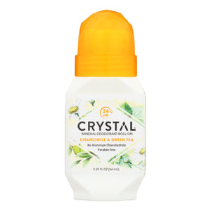 Crystal Essence Mineral Deodorant Roll-on Chamomile And Green Tea - 2.25 Fl Oz