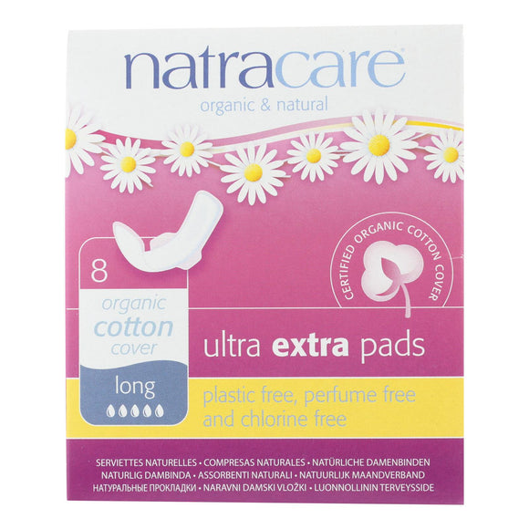 Natracare  Ultra Extra Pads W/wings - Long - 8 Count