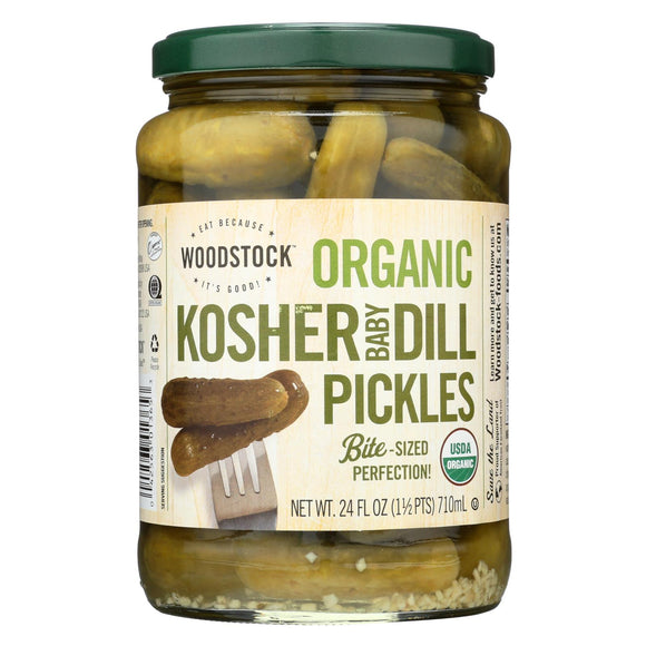 Woodstock Organic Kosher Baby Dill Pickles - Case Of 6 - 24 Oz