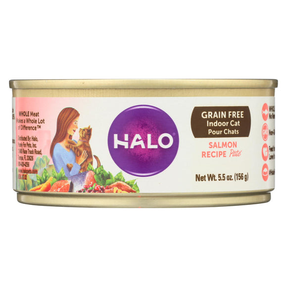 Halo, Purely For Pets, Indoor Cats Grain Free Salmon  - Case Of 12 - 5.5 Oz