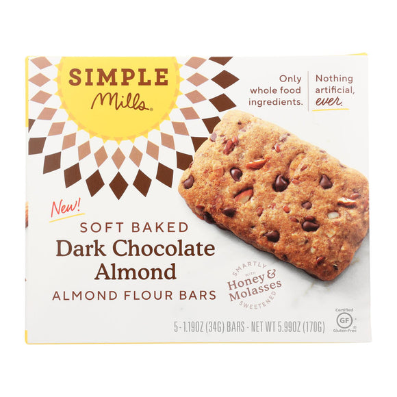 Simple Mills - Bar Sft Baked Dark Chocolate Almond - Case Of 6 - 5.99 Oz